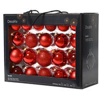 SADA VÁNOČNÍCH KOULÍ  42dílné - tmavě červená/červená, Trend, sklo - X-Mas