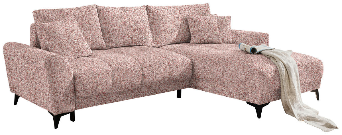 ECKSOFA Rot Webstoff  - Rot/Schwarz, MODERN, Kunststoff/Textil (281/189cm) - MID.YOU