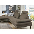 ECKSOFA in Echtleder Greige  180/310 cm  - Greige/Schwarz, Design, Leder/Metall (180/310cm) - Dieter Knoll