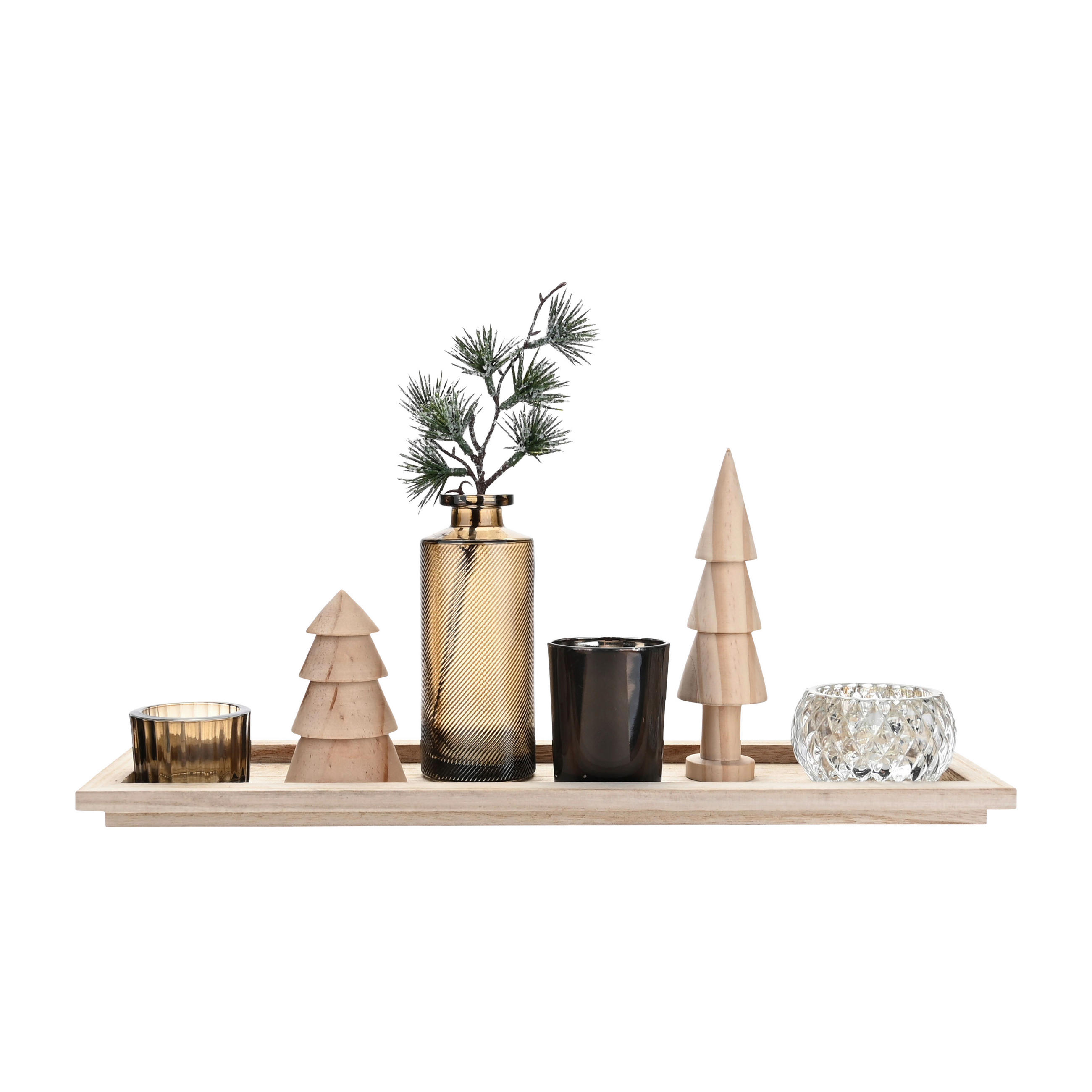 TEELICHTSCHALE  - Multicolor, LIFESTYLE, Glas/Holz (43/12,5/23cm) - X-Mas