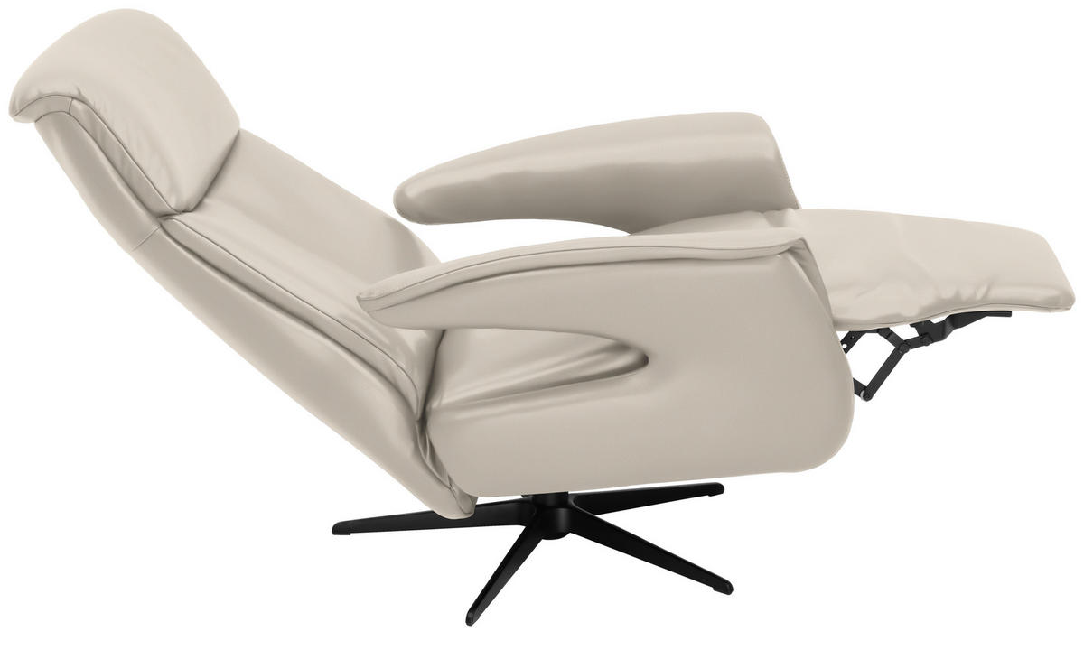 RELAXSESSEL in Leder Beige  - Beige/Schwarz, Design, Leder/Metall (78/106/88cm) - Welnova