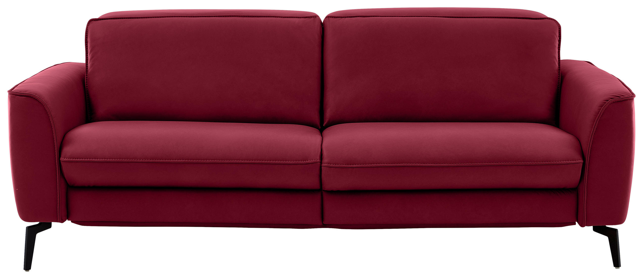 3-SITZER-SOFA in Echtleder Rot  - Rot/Schwarz, Natur, Leder/Metall (222/81/110cm) - Valdera