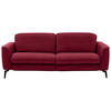 3-SITZER-SOFA in Echtleder Rot  - Rot/Schwarz, Natur, Leder/Metall (222/81/110cm) - Valdera