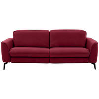 3-SITZER-SOFA in Echtleder Rot  - Rot/Schwarz, Natur, Leder/Metall (222/81/110cm) - Valdera