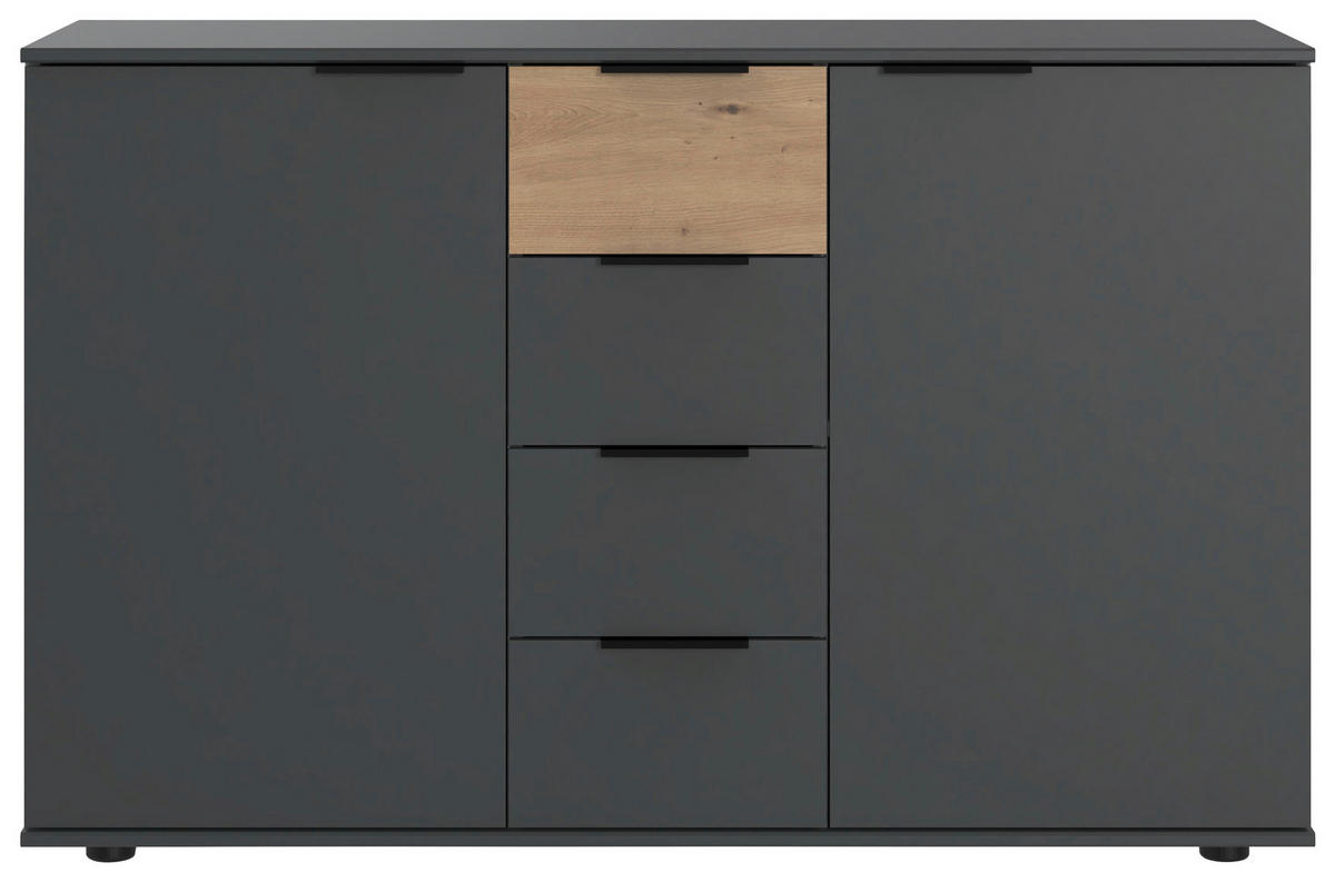 SIDEBOARD  in 130/83/41 cm  - Eichefarben/Schwarz, Design, Holzwerkstoff/Kunststoff (130/83/41cm) - MID.YOU