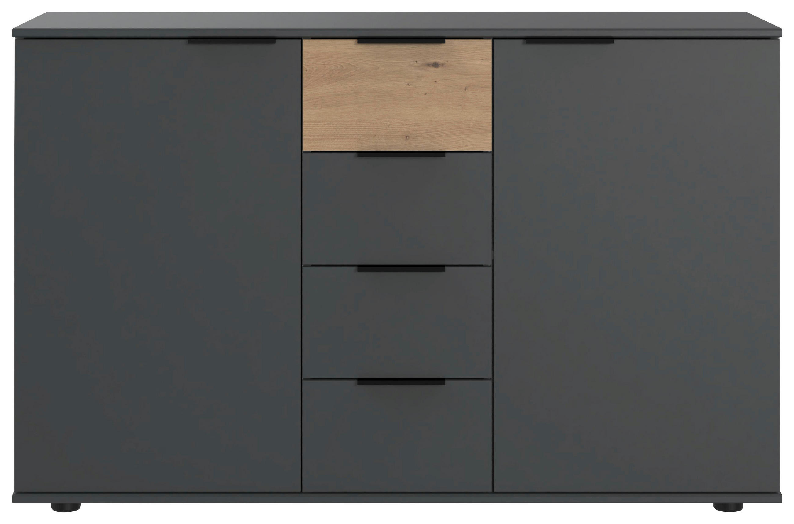 Thumbnail - Mid.you Sideboard, Graphit, Eiche, Metall, 2 Fächer, 4 Schublade(n) Schubladen, 130x83x41 cm, BQ - Bündnis für Qualität,...