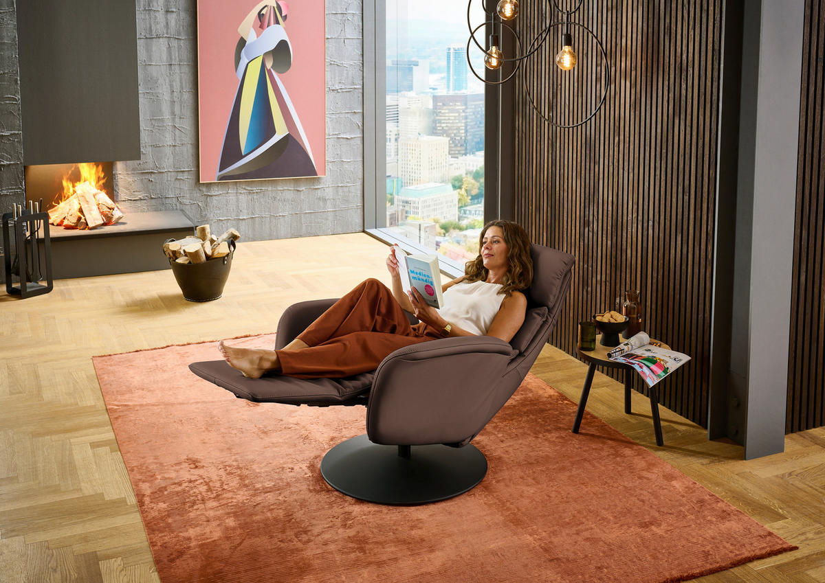 RELAXSESSEL in Leder Braun  - Schwarz/Braun, Design, Leder/Metall (76/108/86cm) - Dieter Knoll