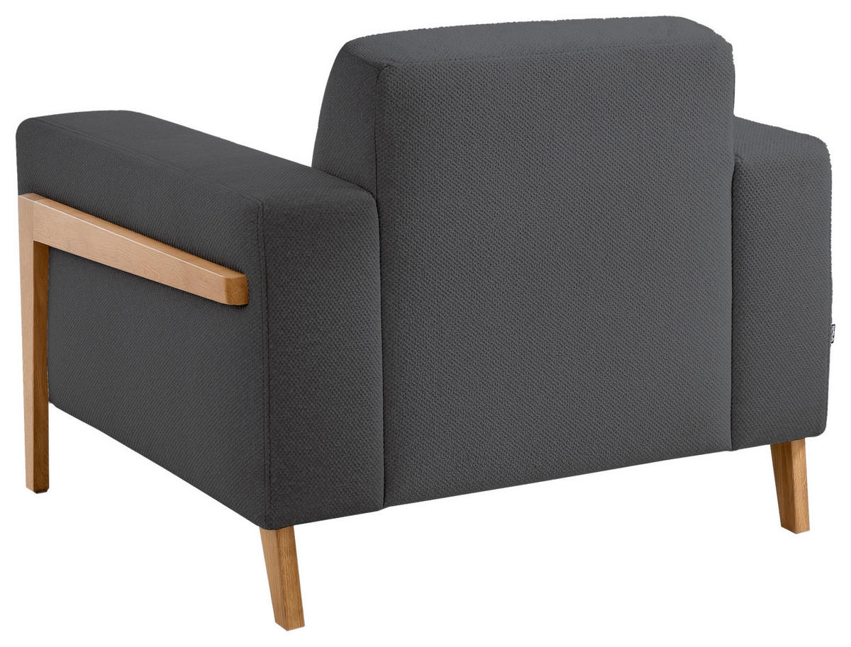 SESSEL in Struktur Anthrazit  - Eichefarben/Anthrazit, Design, Holz/Textil (105/84/96cm) - Stylife