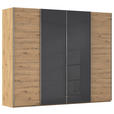 SCHWEBETÜRENSCHRANK 271/235/68 cm 4-türig Grau, Eiche Artisan  - Chromfarben/Eiche Artisan, KONVENTIONELL, Glas/Holzwerkstoff (271/235/68cm) - Novel