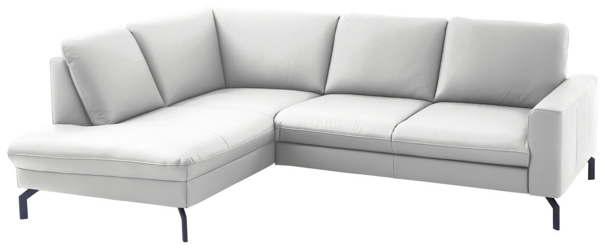 ECKSOFA Echtleder Weiss  - Weiss/Schwarz, Design, Leder/Metall (194/250cm) - Beldomo Premium