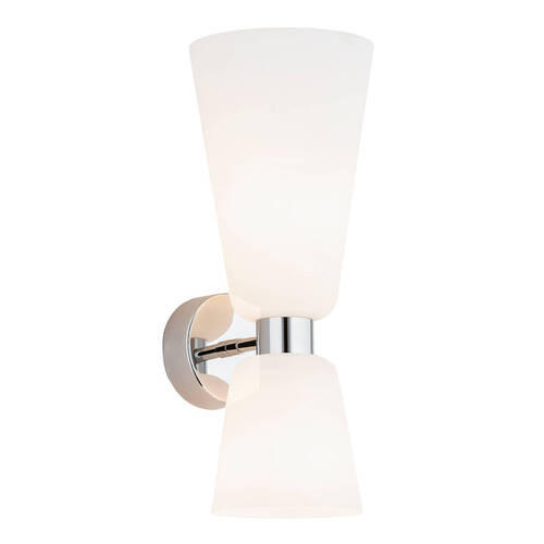 WANDLEUCHTE 34/15/13,5 cm   - Chromfarben/Weiß, Basics, Glas/Metall (34/15/13,5cm)