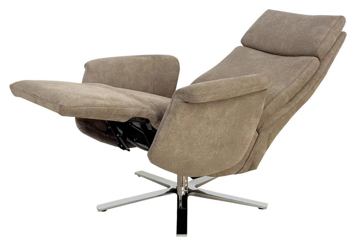 RELAXSESSEL Mikrofaser    - Chromfarben/Beige, Design, Textil/Metall (80/113/90cm) - Cantus