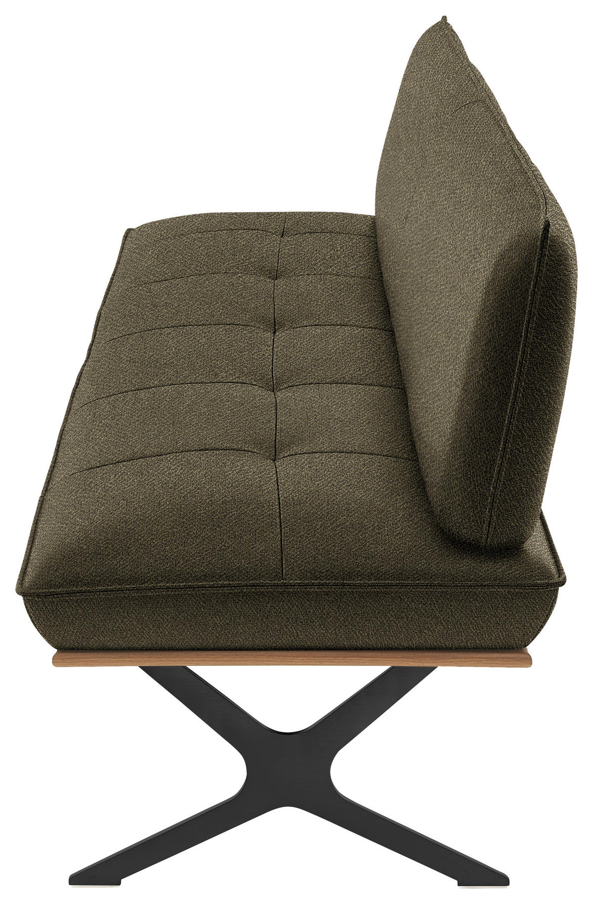 SITZBANK in Holz, Textil Schwarz, Nussbaumfarben, Olivgrün  - Nussbaumfarben/Schwarz, Design, Holz/Textil (214/88/66cm) - Koinor