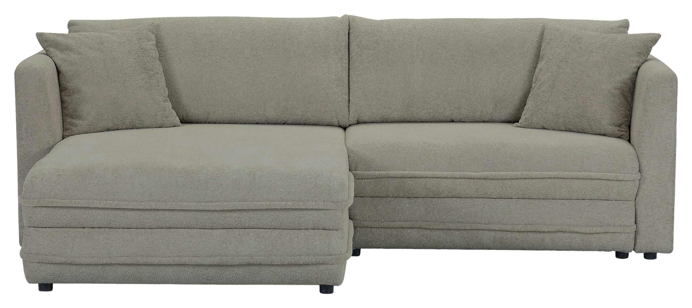 ECKSOFA Hellgrau Plüsch Zierkissen, Rückenkissen, Bettkasten, Schlaffunktion, Rücken echt, Liegefläche im Originalstoff  - Hellgrau/Schwarz, MODERN, Kunststoff/Textil (246/178cm) - Carryhome