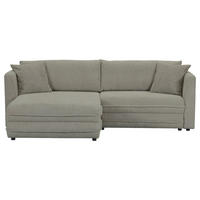 ECKSOFA Hellgrau Plüsch Zierkissen, Rückenkissen, Bettkasten, Schlaffunktion, Rücken echt, Liegefläche im Originalstoff  - Hellgrau/Schwarz, MODERN, Kunststoff/Textil (246/178cm) - Carryhome