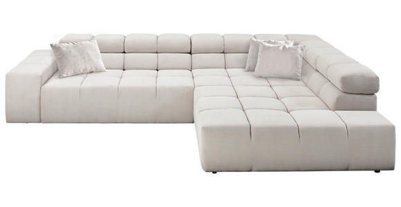 ECKSOFA  in Feincord Hellgrau  317/213 cm  - Hellgrau/Schwarz, Design, Kunststoff/Textil (317/213cm) - Hom`in