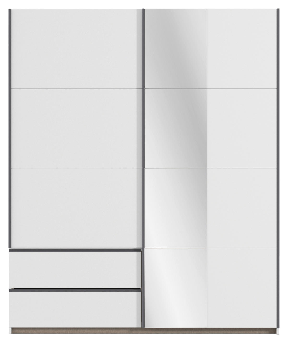 GARDEROB MED SKJUTDÖRRAR 175/210/59 cm 2-dörrar - vit/grå, Modern, trämaterial (175/210/59cm) - Rauch Möbel