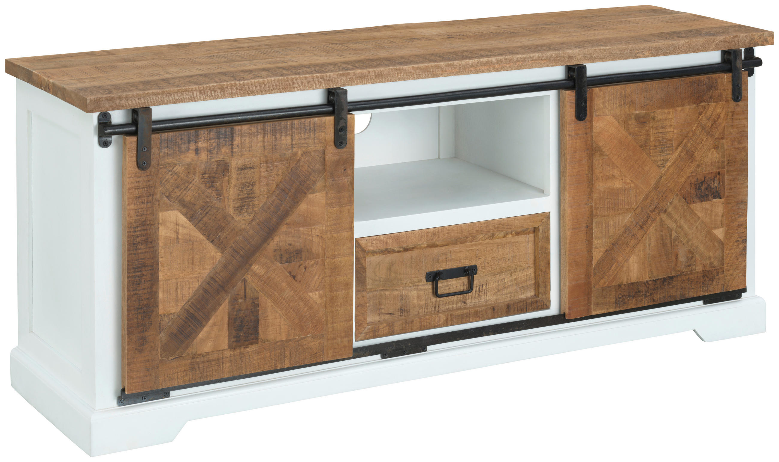 LOWBOARD Country Slider  in 150/63/45 cm  - Schwarz/Naturfarben, LIFESTYLE, Holz/Holzwerkstoff (150/63/45cm) - MID.YOU