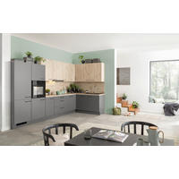 ECKKÜCHE 365/185 cm  Eichefarben, Schieferfarben  - Schieferfarben/Eichefarben, Basics, Holzwerkstoff/Metall (365/185cm) - Venda