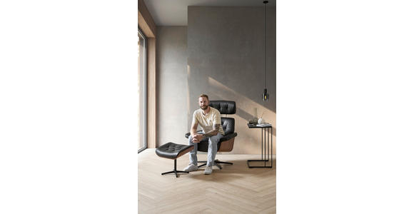 RELAXSESSELSET in Holz, Textil, Leder Braun, Schwarz  - Schwarz/Braun, Design, Leder/Holz (82/85-117/102cm) - Xora