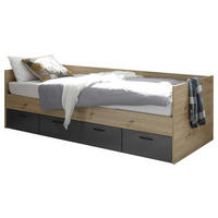 BETT 90/200 cm Graphitfarben, Eiche Artisan  - Graphitfarben/Eiche Artisan, KONVENTIONELL (90/200cm) - Boxxx