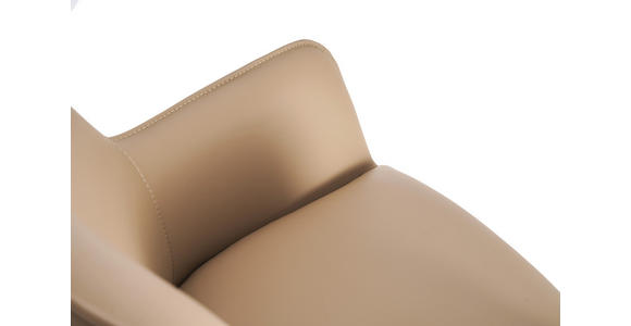 ARMLEHNSTUHL  Sitzfläche 360° drehbar, inklusive Armlehnen, automatische Rückholfunktion  Echtleder  - Beige/Schwarz, Design, Leder/Metall (59/87/62cm) - Novel