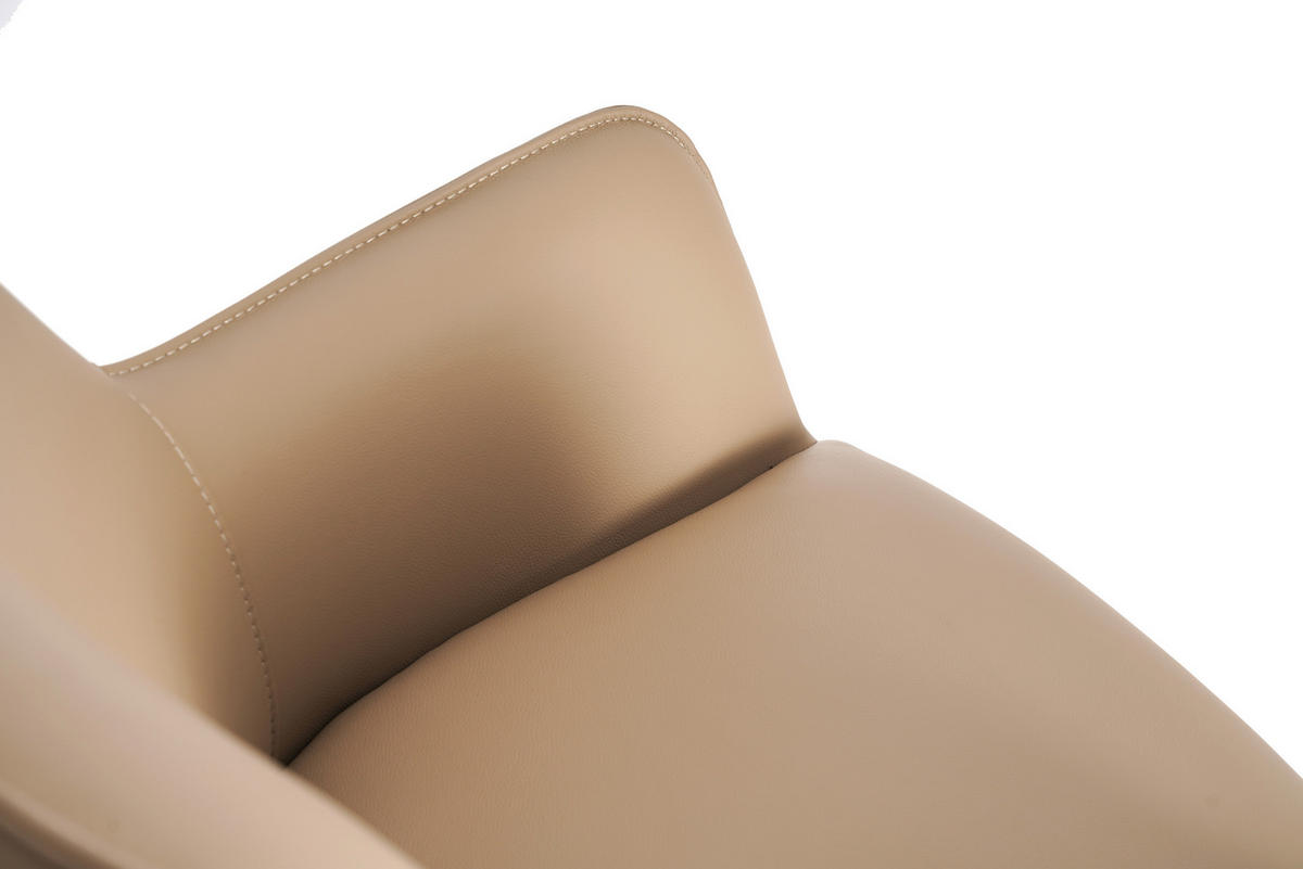 ARMLEHNSTUHL  Sitzfläche 360° drehbar, inklusive Armlehnen, automatische Rückholfunktion  Echtleder  - Beige/Schwarz, Design, Leder/Metall (59/87/62cm) - Novel