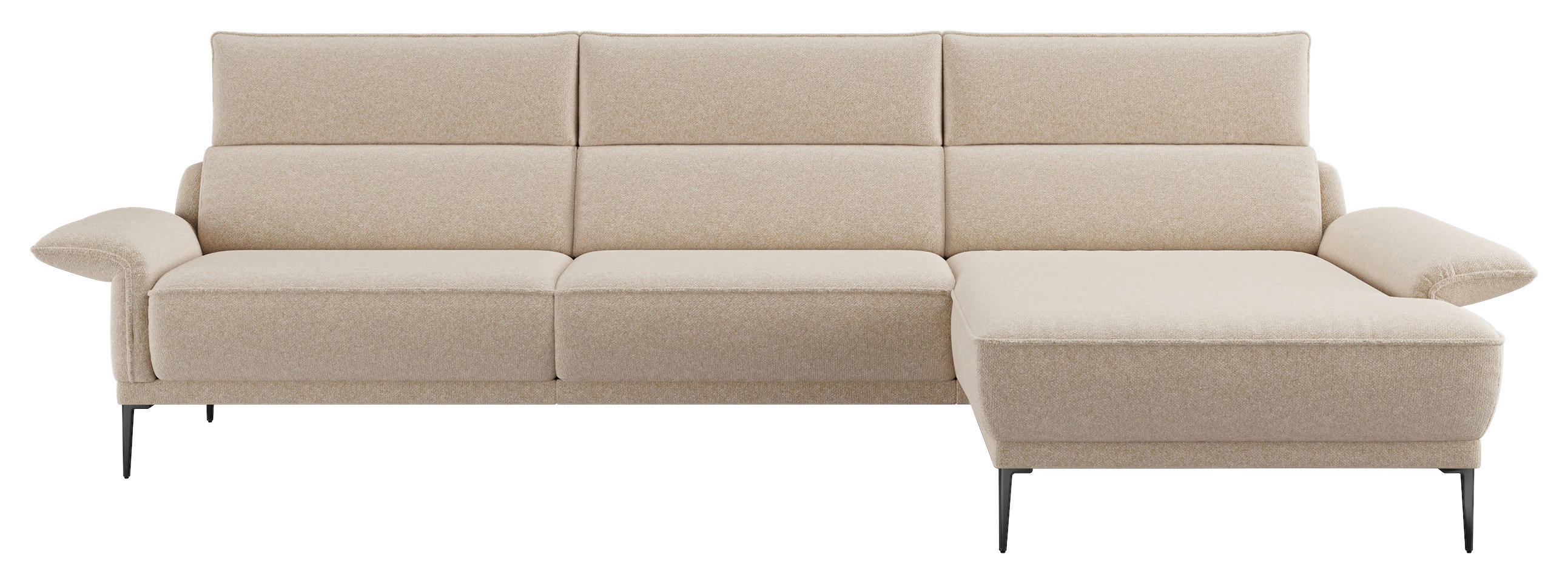 ECKSOFA in Bouclé Creme  330/186 cm  - Creme/Schwarz, Design, Textil/Metall (330/186cm) - Johann Jakob