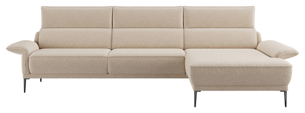 ECKSOFA in Bouclé Creme  330/186 cm  - Creme/Schwarz, Design, Textil/Metall (330/186cm) - Johann Jakob