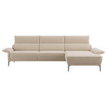 ECKSOFA in Bouclé Creme  330/186 cm  - Creme/Schwarz, Design, Textil/Metall (330/186cm) - Johann Jakob