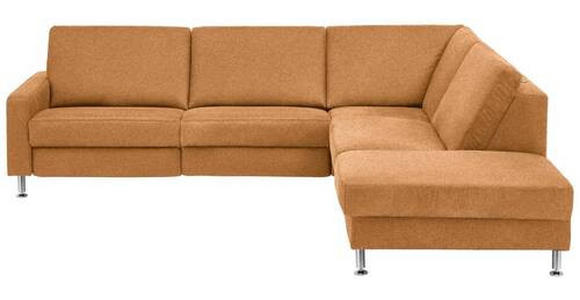 ECKSOFA in Mikrofaser Hellbraun 275/242 cm - Hellbraun/Alufarben, Design, Textil/Metall (275/242cm) - Dieter Knoll
