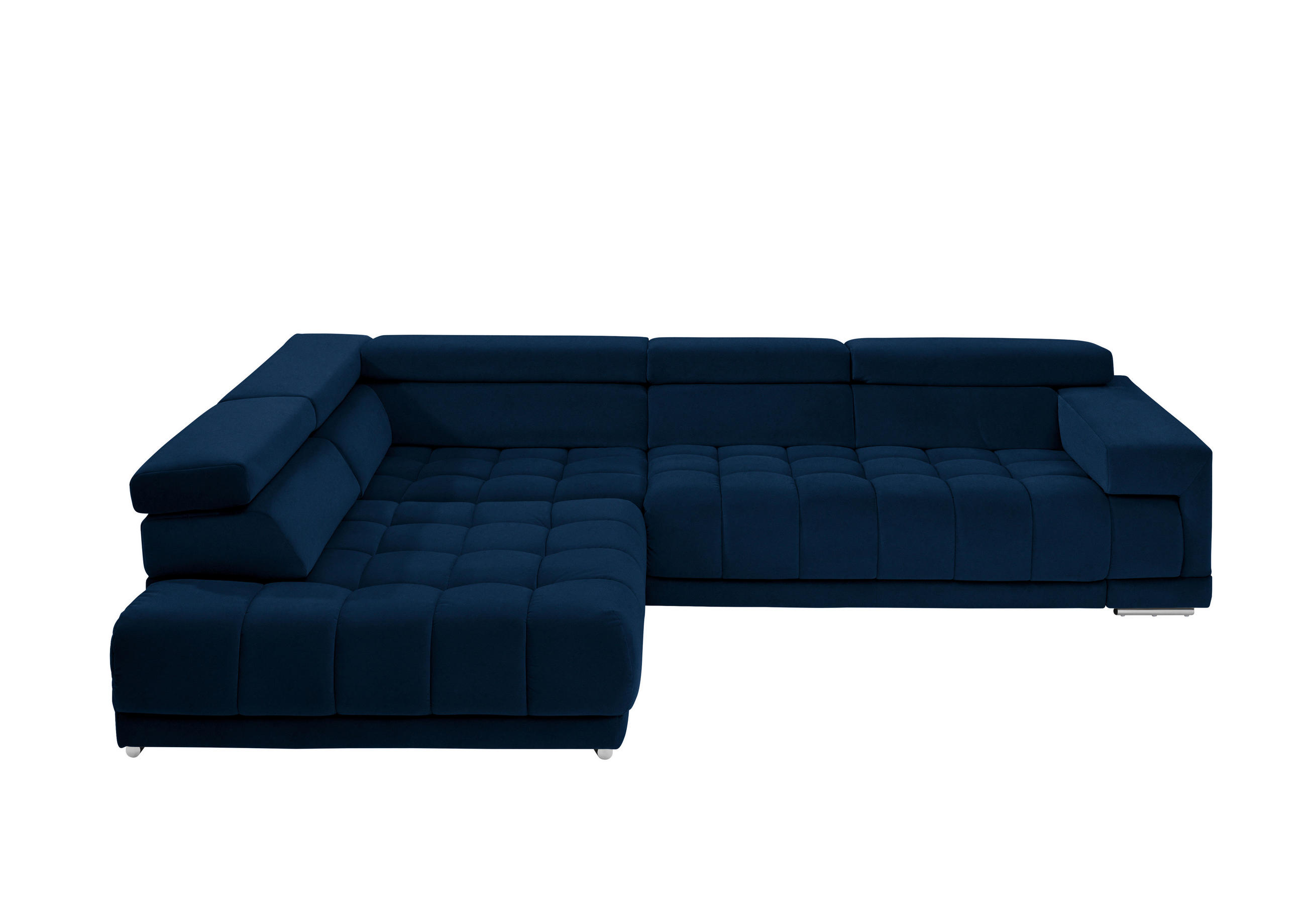 ECKSOFA in Mikrofaser Dunkelblau  222/326 cm  - Chromfarben/Dunkelblau, Design, Textil/Metall (222/326cm) - Beldomo Speed