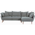 ECKSOFA in Mikrofaser Grau  - Buchefarben/Grau, Trend, Holz/Textil (267/170cm) - Ambia Home