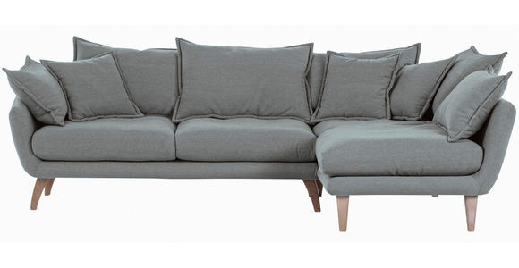 ECKSOFA in Mikrofaser Grau  - Buchefarben/Grau, Trend, Holz/Textil (267/170cm) - Ambia Home