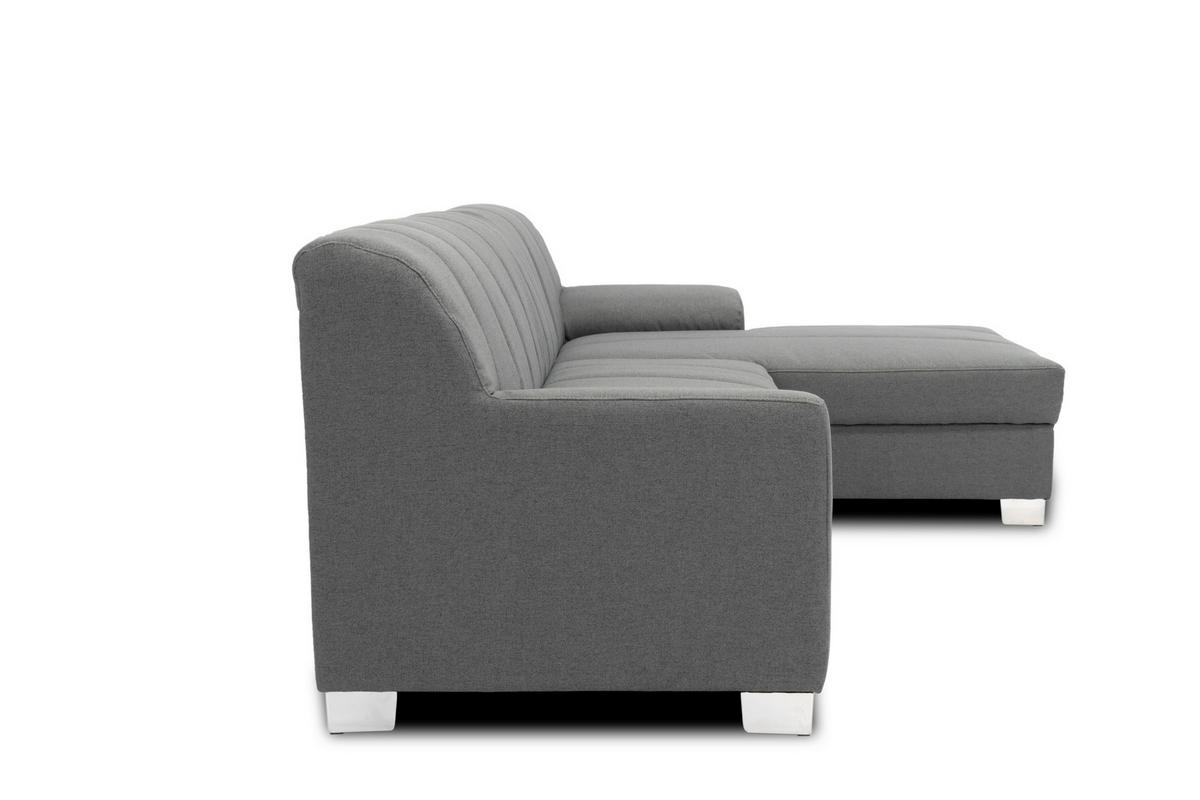 ECKSOFA CAPRI Grau Struktur  - Chromfarben/Grau, KONVENTIONELL, Textil/Metall (239/152cm) - MID.YOU