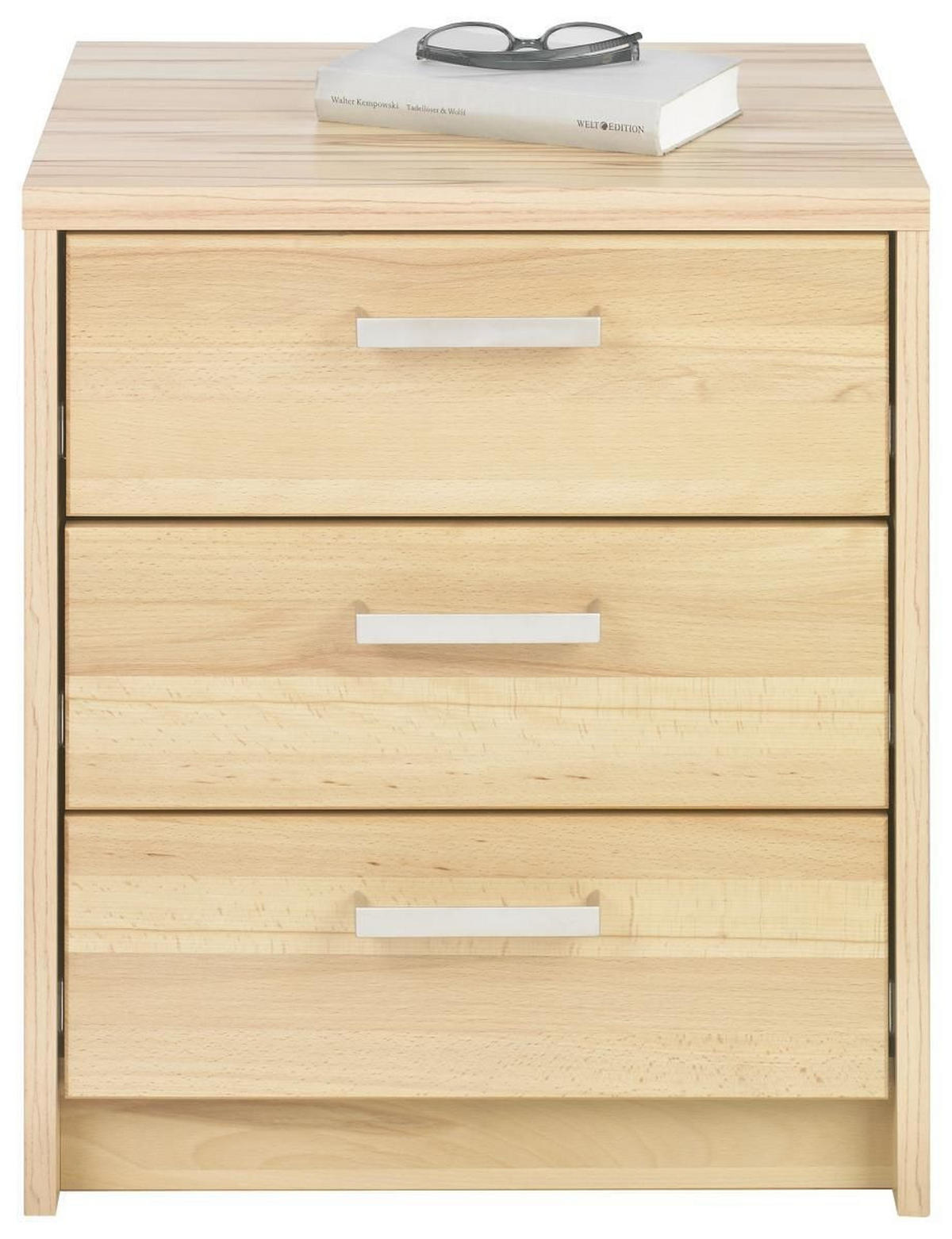 NACHTTISCH 50/60/40 cm  in Kernbuche Buchefarben  - Buchefarben/Nickelfarben, Natur, Holz/Metall (50/60/40cm) - Linea Natura