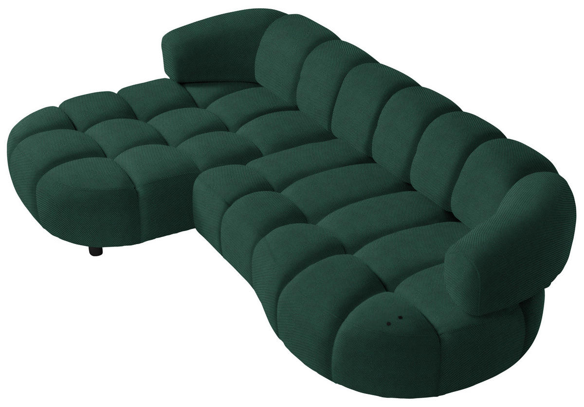 ECKSOFA in Webstoff Waldgrün  - Waldgrün/Schwarz, Design, Holz/Textil (183/284cm) - Welnova