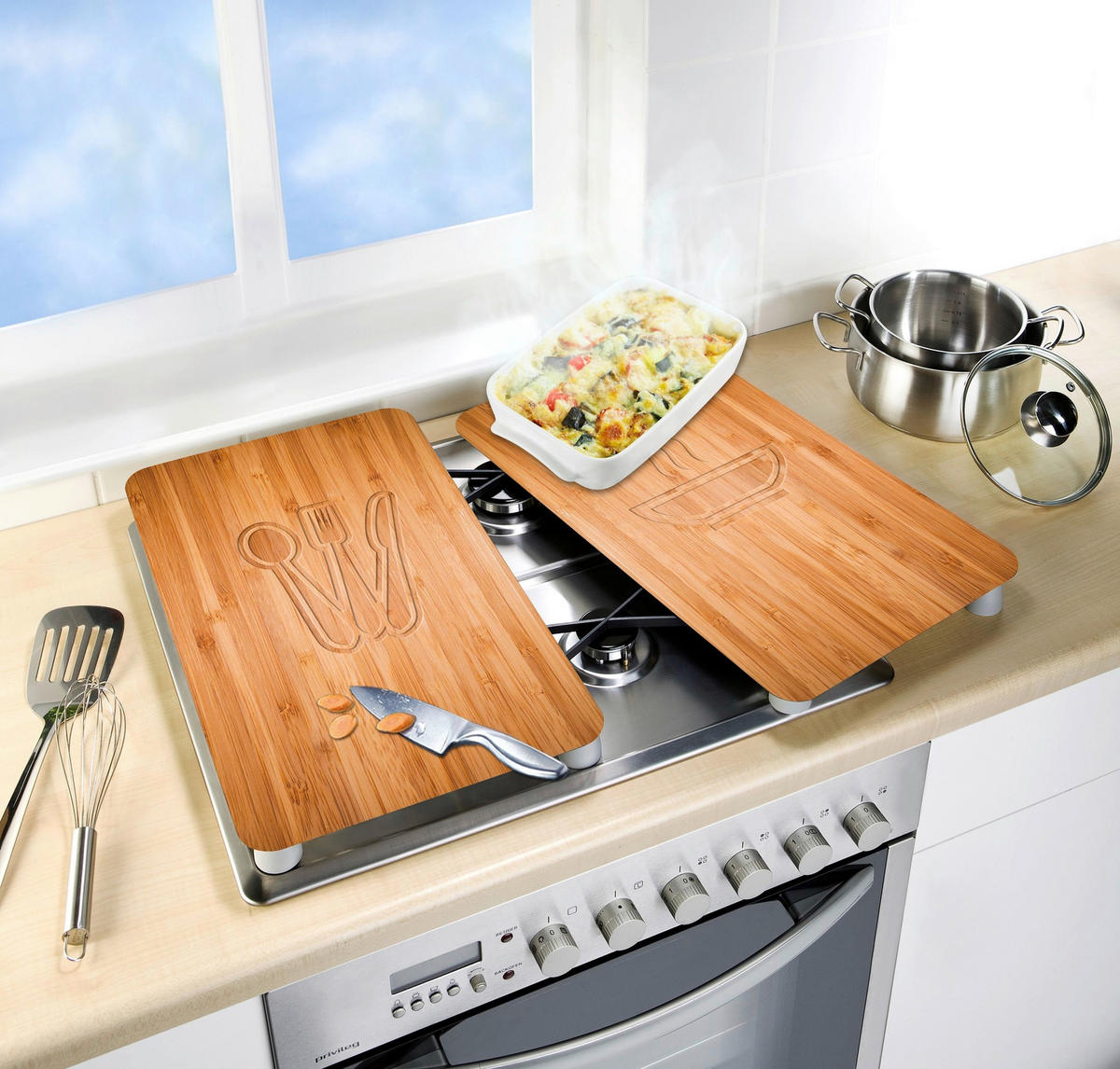 HERDABDECKPLATTE 2521497100  - Hellbraun, Design, Glas/Kunststoff (30/1,8-5,5/52cm) - Wenko