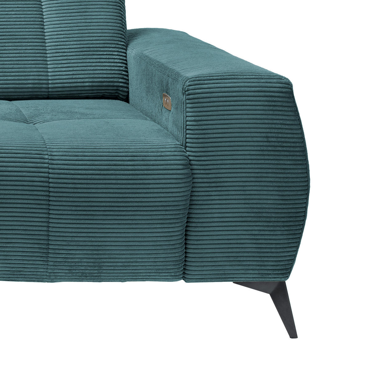 ECKSOFA in Cord Petrol  - Petrol/Schwarz, Modern, Textil/Metall (180/258cm) - Livetastic
