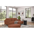 ECKSOFA in Flachgewebe, Leinenoptik Cognac  - Cognac/Schwarz, Design, Textil/Metall (242/170cm) - Xora