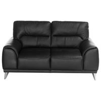 2-SITZER-SOFA Lederlook Schwarz  - Chromfarben/Schwarz, MODERN, Textil/Metall (166/92/96cm) - MID.YOU