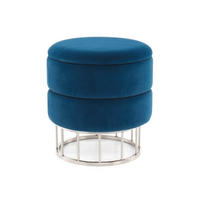 HOCKER in Metall, Kunststoff, Textil, Holzwerkstoff Silberfarben, Dunkelblau  - Silberfarben/Dunkelblau, Basics, Holzwerkstoff/Kunststoff (37,5/41/37,5cm) - Kayoom