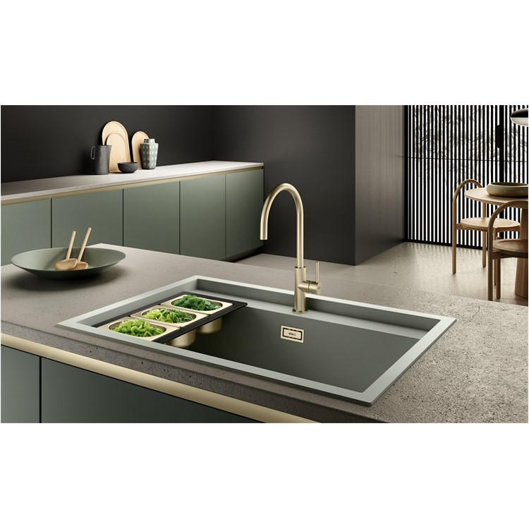 SPÜLE Sintesi 410  - Salbeigrün/Goldfarben, Basics, Keramik (86/50/21,7cm) - HKT