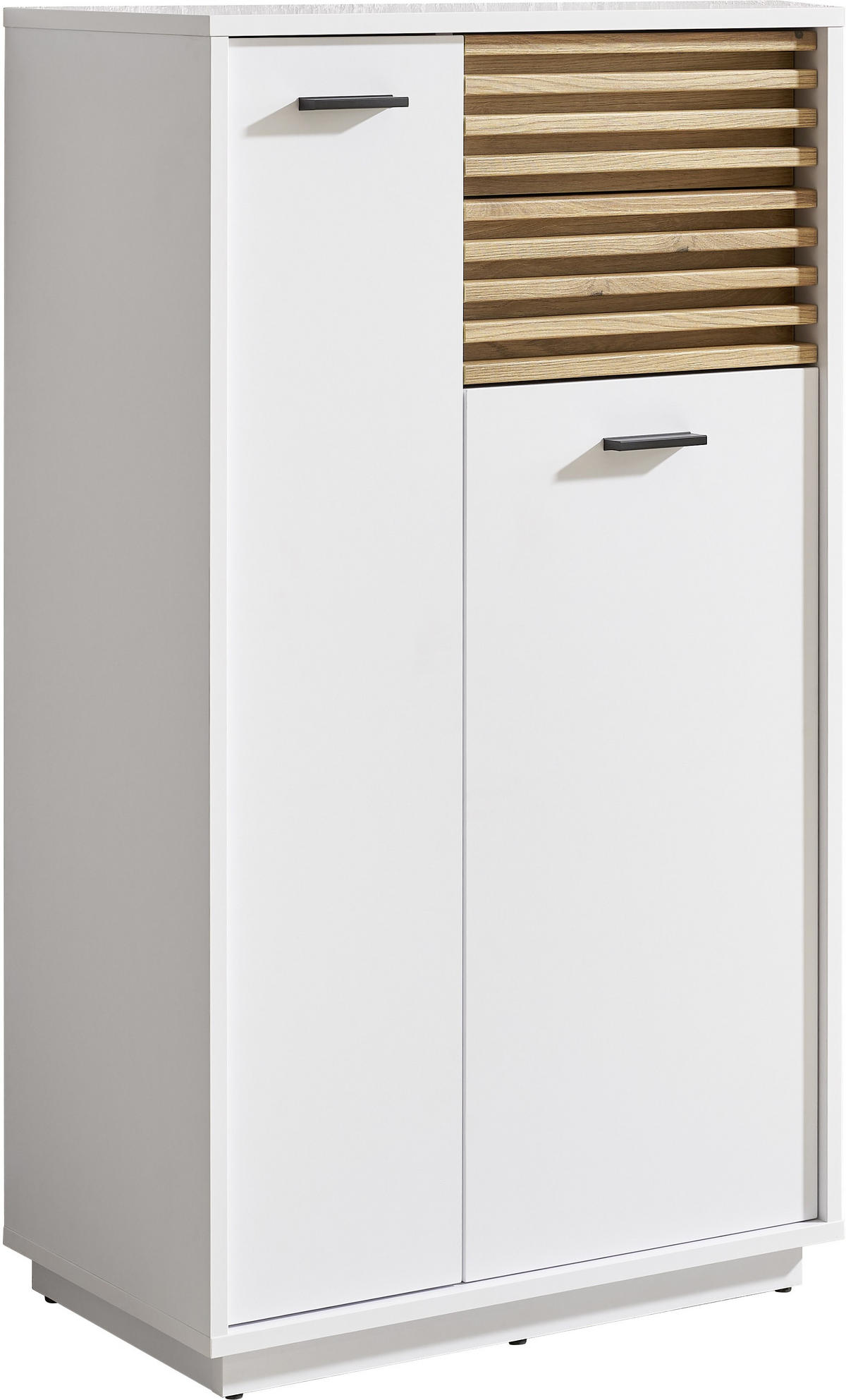 MIDISCHRANK 60/106/35 cm  - Eichefarben/Schwarz, KONVENTIONELL, Holzwerkstoff/Kunststoff (60/106/35cm) - home24