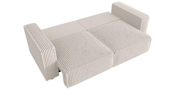 SCHLAFSOFA Cord Creme  inkl. Zierkissen, Bettkasten, Schlaffunktion  - Creme/Schwarz, MODERN, Kunststoff/Textil (250/68/104cm) - Xora