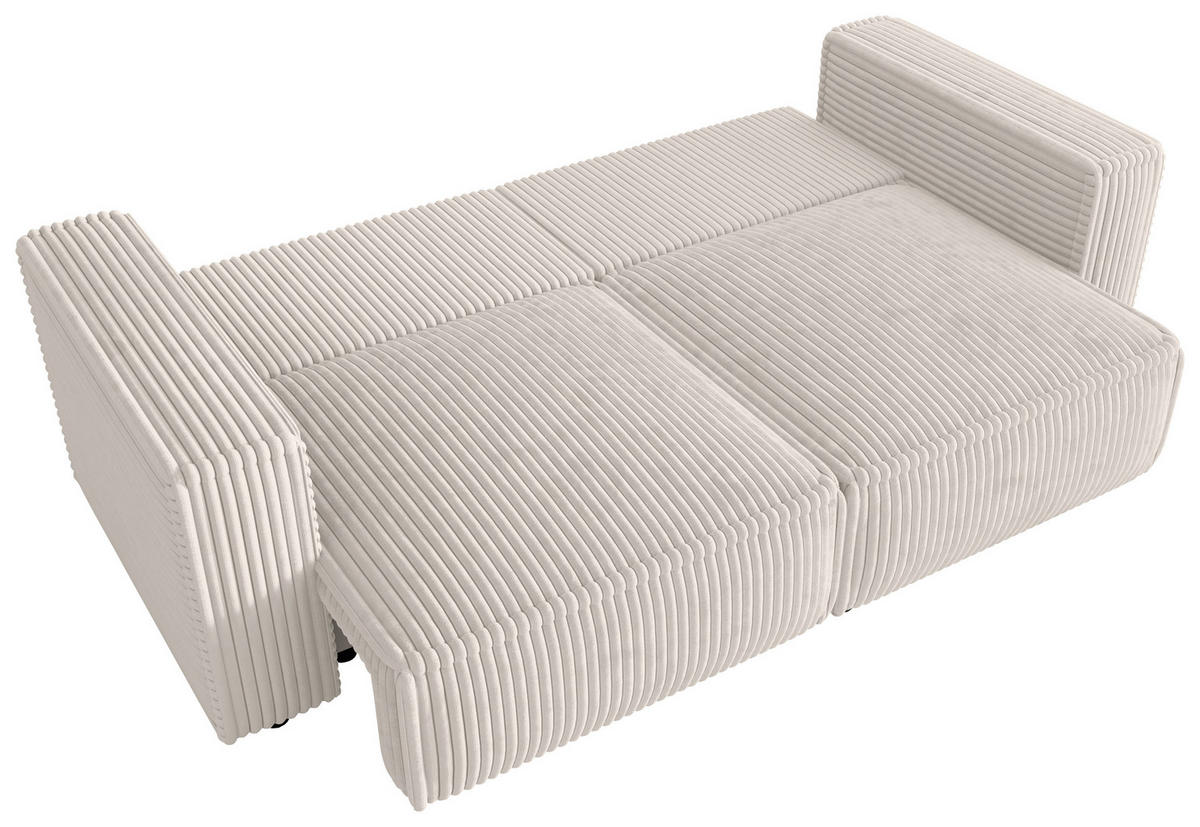 SCHLAFSOFA Cord Creme  inkl. Zierkissen, Bettkasten, Schlaffunktion  - Creme/Schwarz, MODERN, Kunststoff/Textil (250/68/104cm) - Xora