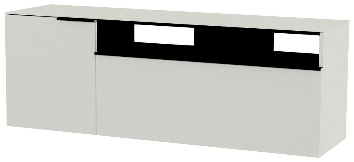 LOWBOARD  in 160/56/45 cm  - Weiss/Schwarz, Design, Glas/Holzwerkstoff (160/56/45cm) - Moderano