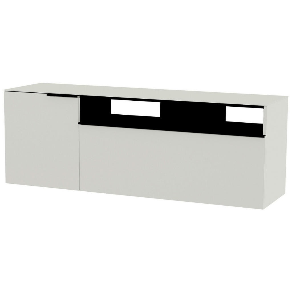 Thumbnail - Moderano Lowboard, Schwarz, Weiß, Metall, 3 Fächer, 160x56x45 cm, Beimöbel erhältlich, hängend, Abdeckplatte aus Glas, W...