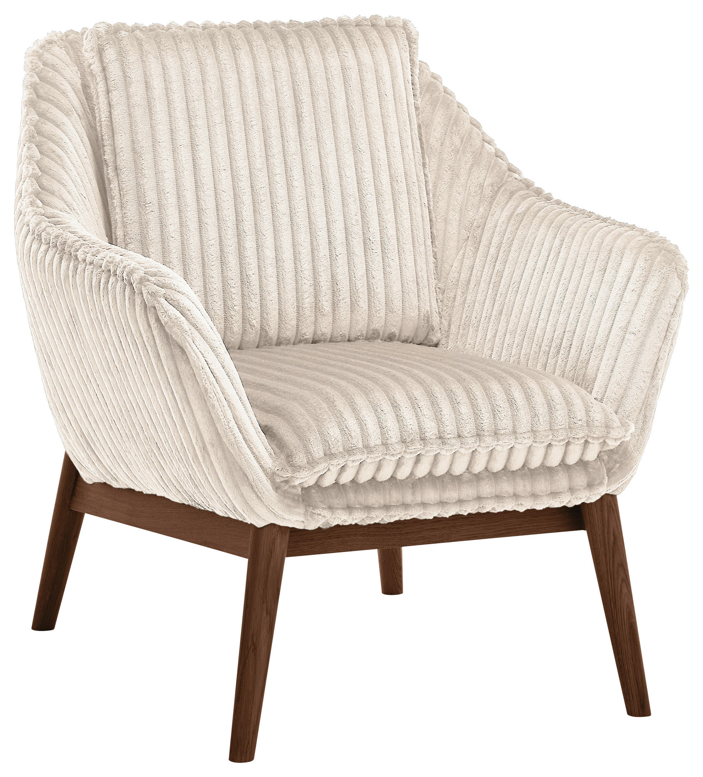 SESSEL in Cord Naturfarben  - Dunkelbraun/Naturfarben, KONVENTIONELL, Holz/Textil (77/90/85cm) - SetOne by Musterring