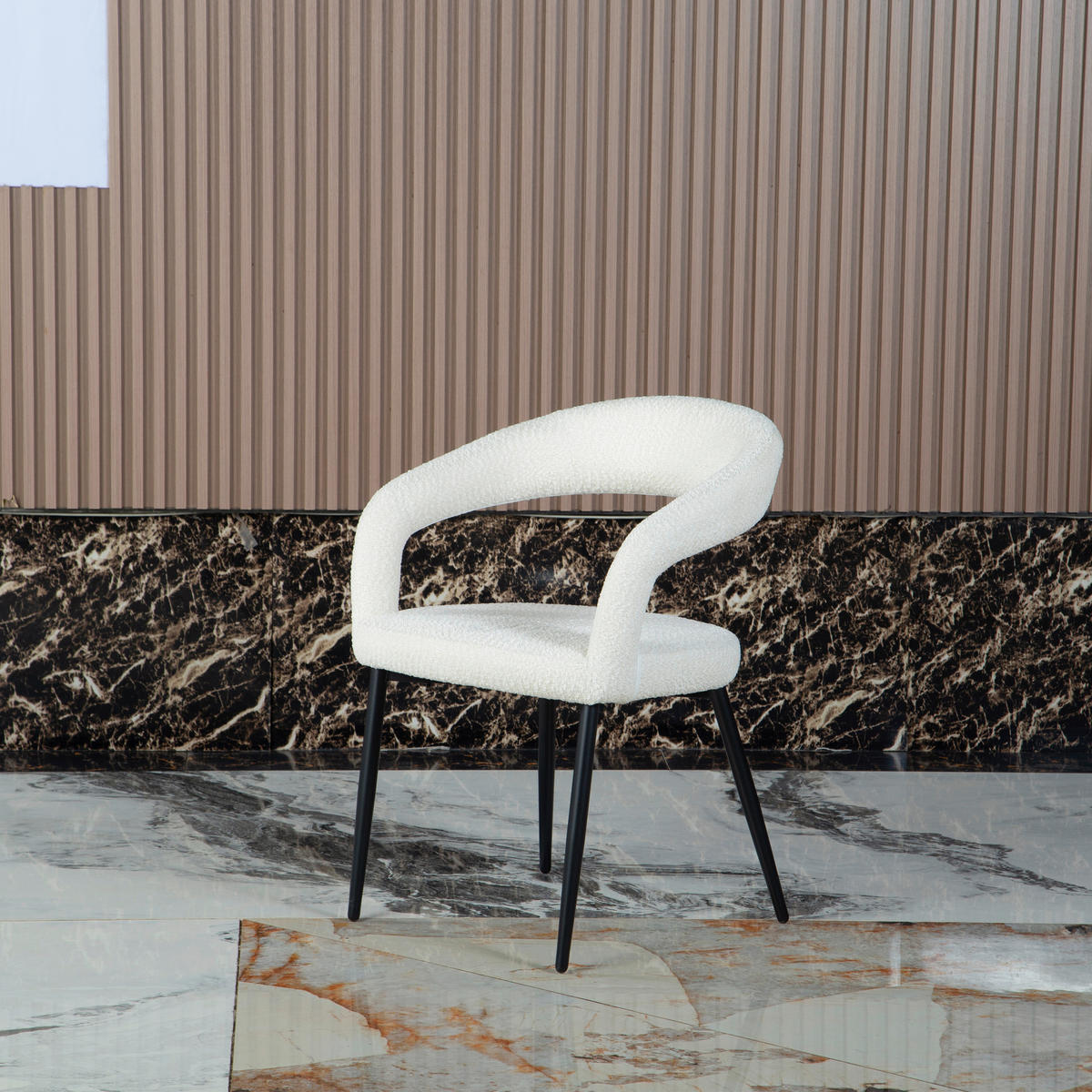 ARMLEHNSTUHL  in Eisen Chenille  - Schwarz/Weiß, MODERN, Textil/Metall (59/79,5/60cm) - MID.YOU